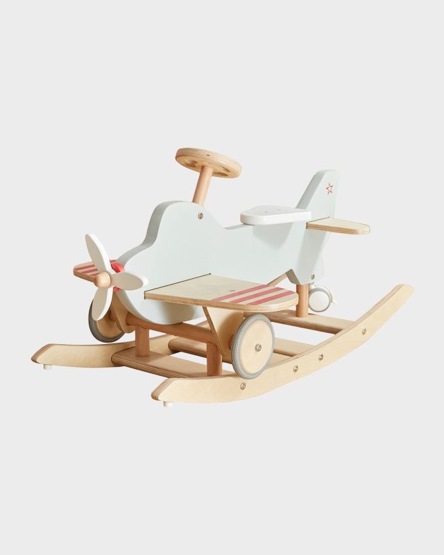Kid's Wooden Airplane Rocker & Ride-On